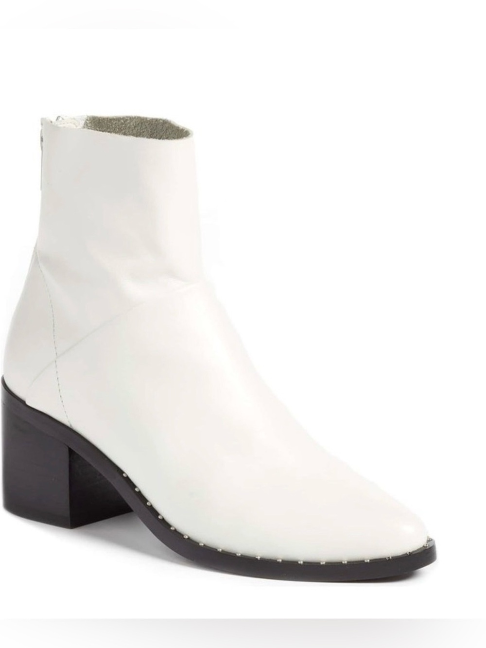 Treasure & Bond White Leather Ankle Boot with Studded Sole